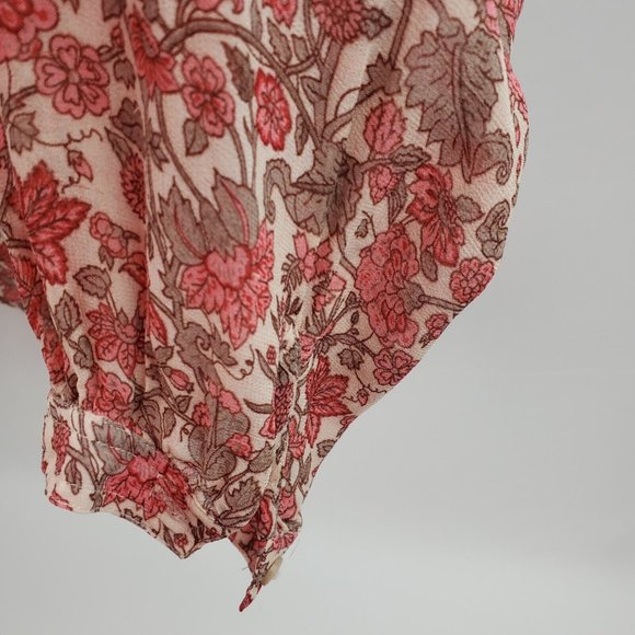Lucky Brand Womens Blouse Long Sleeve Button Up Red Pink Floral Medium 7W44888 - Picture 6 of 8